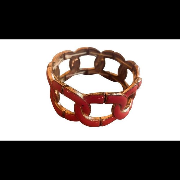 Pink fuchsia chain link Gold Tone Stretch Bracelet Fashion Jewelry Statement O/S - Picture 2 of 4